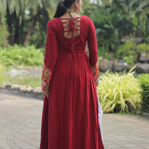 Maroon Designer Printed  Kurti
