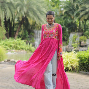 Magenta Designer Printed  Kurti