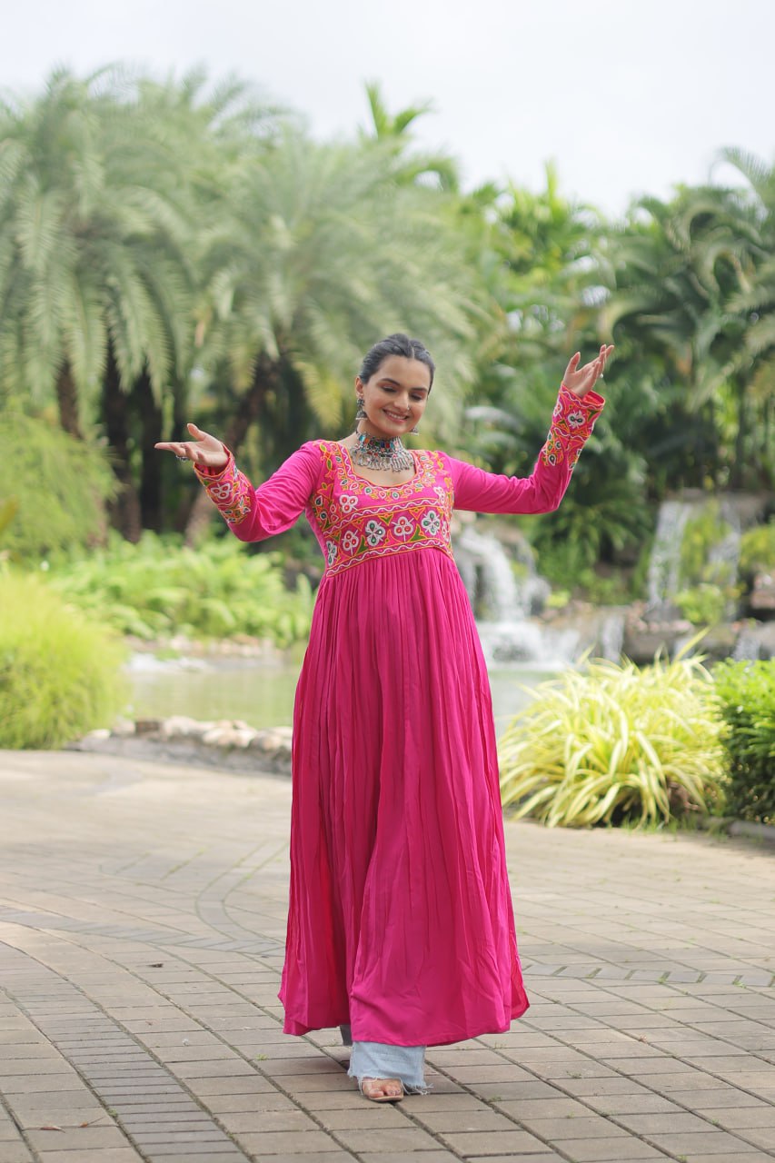 Magenta Designer Printed  Kurti