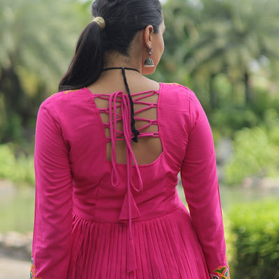 Magenta Designer Printed  Kurti