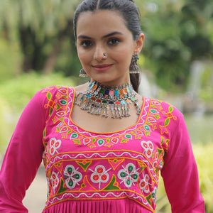 Magenta Designer Printed  Kurti