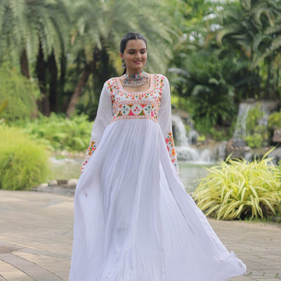 White Designer Printed Kurti