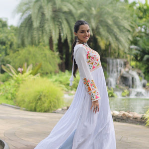 White Designer Printed Kurti