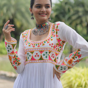 White Designer Printed Kurti