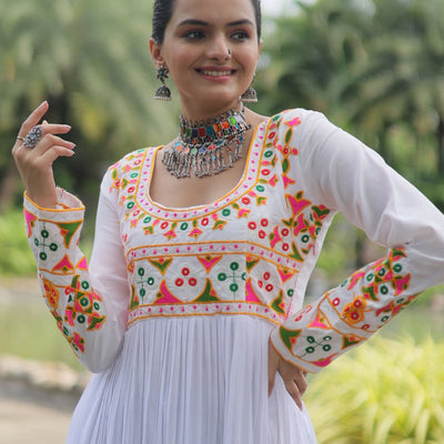 White Designer Printed Kurti