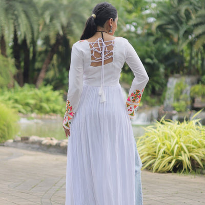 White Designer Printed Kurti