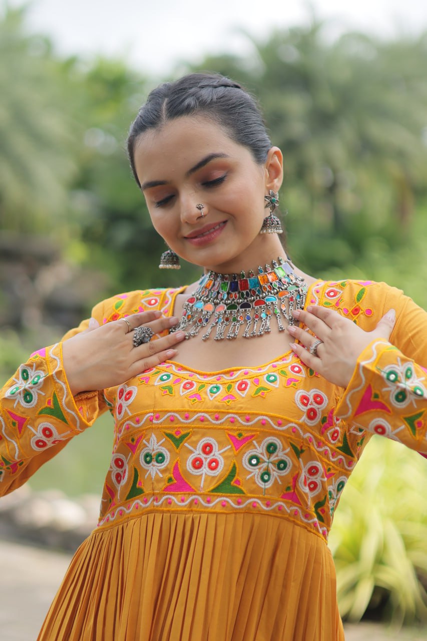 Yellow Designer Printed Kurti