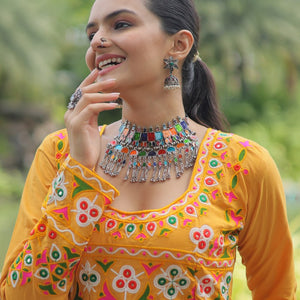 Yellow Designer Printed Kurti