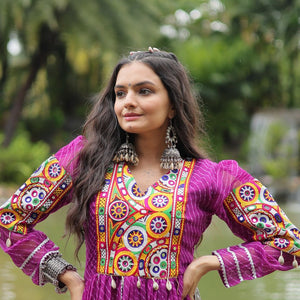 Purple & White Elegant Lehenga and Kurti Combo for Adults & Kids - Full-Stitched Set
