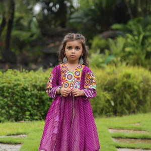 Purple & White Elegant Lehenga and Kurti Combo for Adults & Kids - Full-Stitched Set