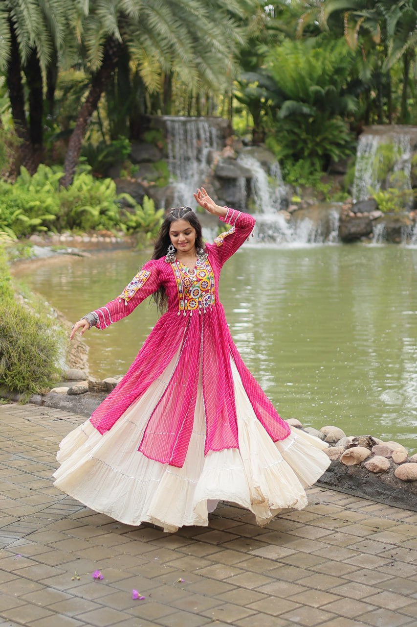 Magenta Elegant Lehenga and Kurti Combo for Adults & Kids - Full-Stitched Set
