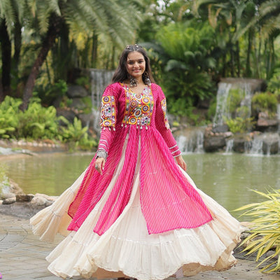 Magenta Elegant Lehenga and Kurti Combo for Adults & Kids - Full-Stitched Set