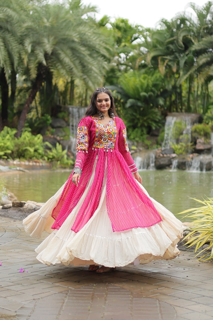 Magenta Elegant Lehenga and Kurti Combo for Adults & Kids - Full-Stitched Set