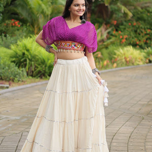 Purple Elegant Lehenga with Leheriya Print Blouse