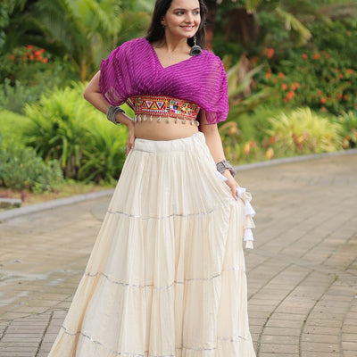 Purple Elegant Lehenga with Leheriya Print Blouse