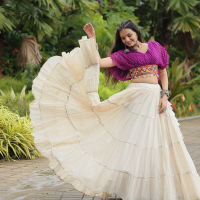 Purple Elegant Lehenga with Leheriya Print Blouse
