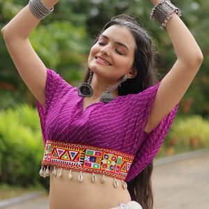 Purple Elegant Lehenga with Leheriya Print Blouse