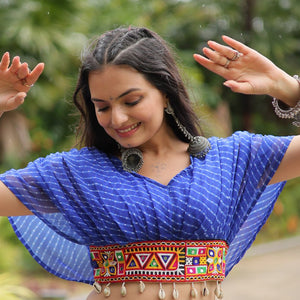 Blue Elegant Lehenga with Leheriya Print Blouse