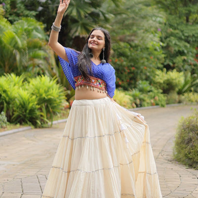 Blue Elegant Lehenga with Leheriya Print Blouse