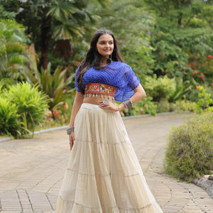 Blue Elegant Lehenga with Leheriya Print Blouse