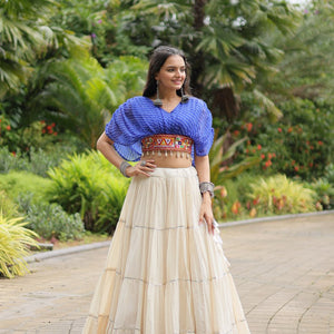 Blue Elegant Lehenga with Leheriya Print Blouse