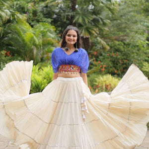 Blue Elegant Lehenga with Leheriya Print Blouse