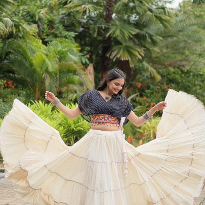 Black Elegant Lehenga with Leheriya Print Blouse