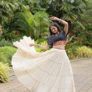 Black Elegant Lehenga with Leheriya Print Blouse