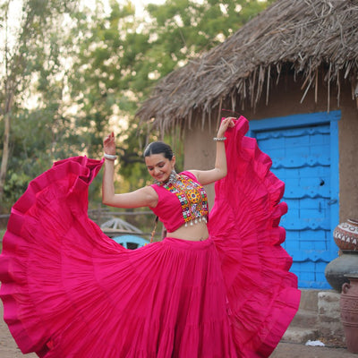 Pink Traditional Reyon Lehenga Set with Embroidered Blouse and Koti