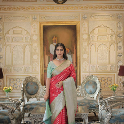Red Classic Kanjivaram Silk Saree with Zari Weaving