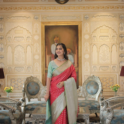 Red Classic Kanjivaram Silk Saree with Zari Weaving
