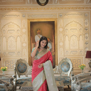 Red Classic Kanjivaram Silk Saree with Zari Weaving