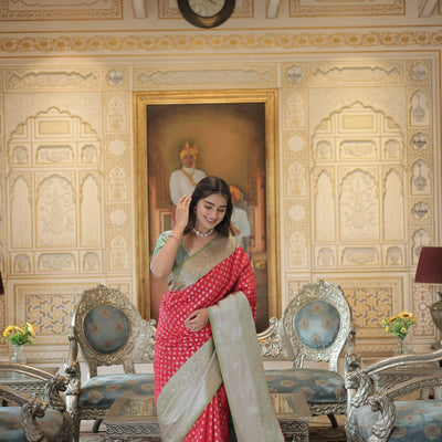Red Classic Kanjivaram Silk Saree with Zari Weaving