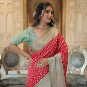Red Classic Kanjivaram Silk Saree with Zari Weaving