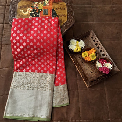 Red Classic Kanjivaram Silk Saree with Zari Weaving