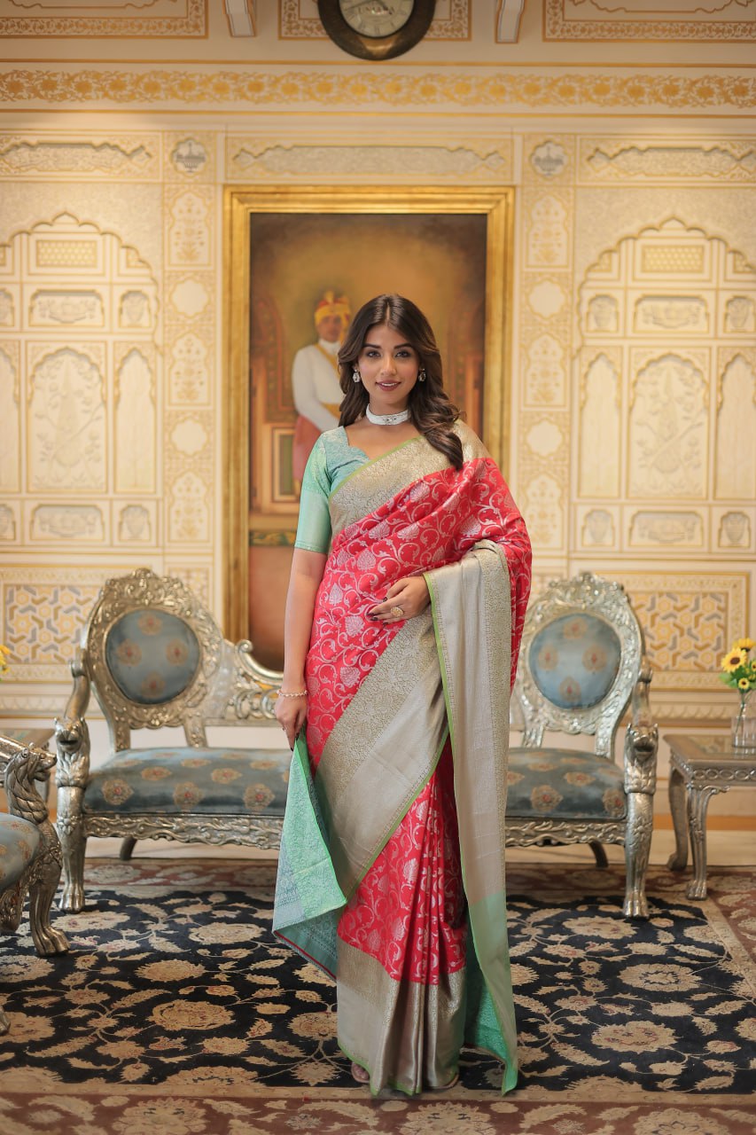 Red Classic Kanjivaram Silk Saree with Zari Weaving