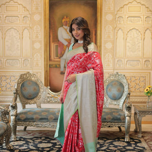 Red Classic Kanjivaram Silk Saree with Zari Weaving