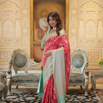 Red Classic Kanjivaram Silk Saree with Zari Weaving