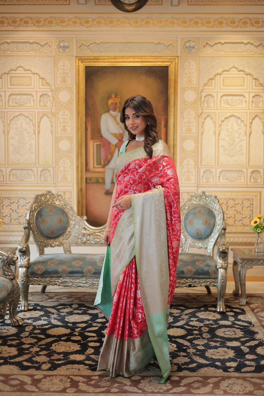 Red Classic Kanjivaram Silk Saree with Zari Weaving