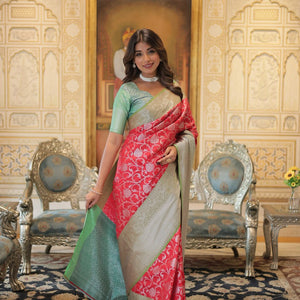 Red Classic Kanjivaram Silk Saree with Zari Weaving
