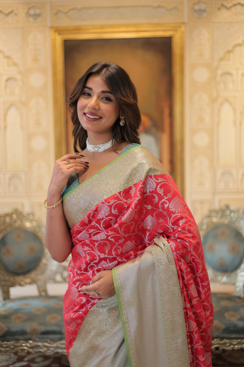 Red Classic Kanjivaram Silk Saree with Zari Weaving