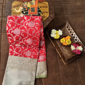 Red Classic Kanjivaram Silk Saree with Zari Weaving