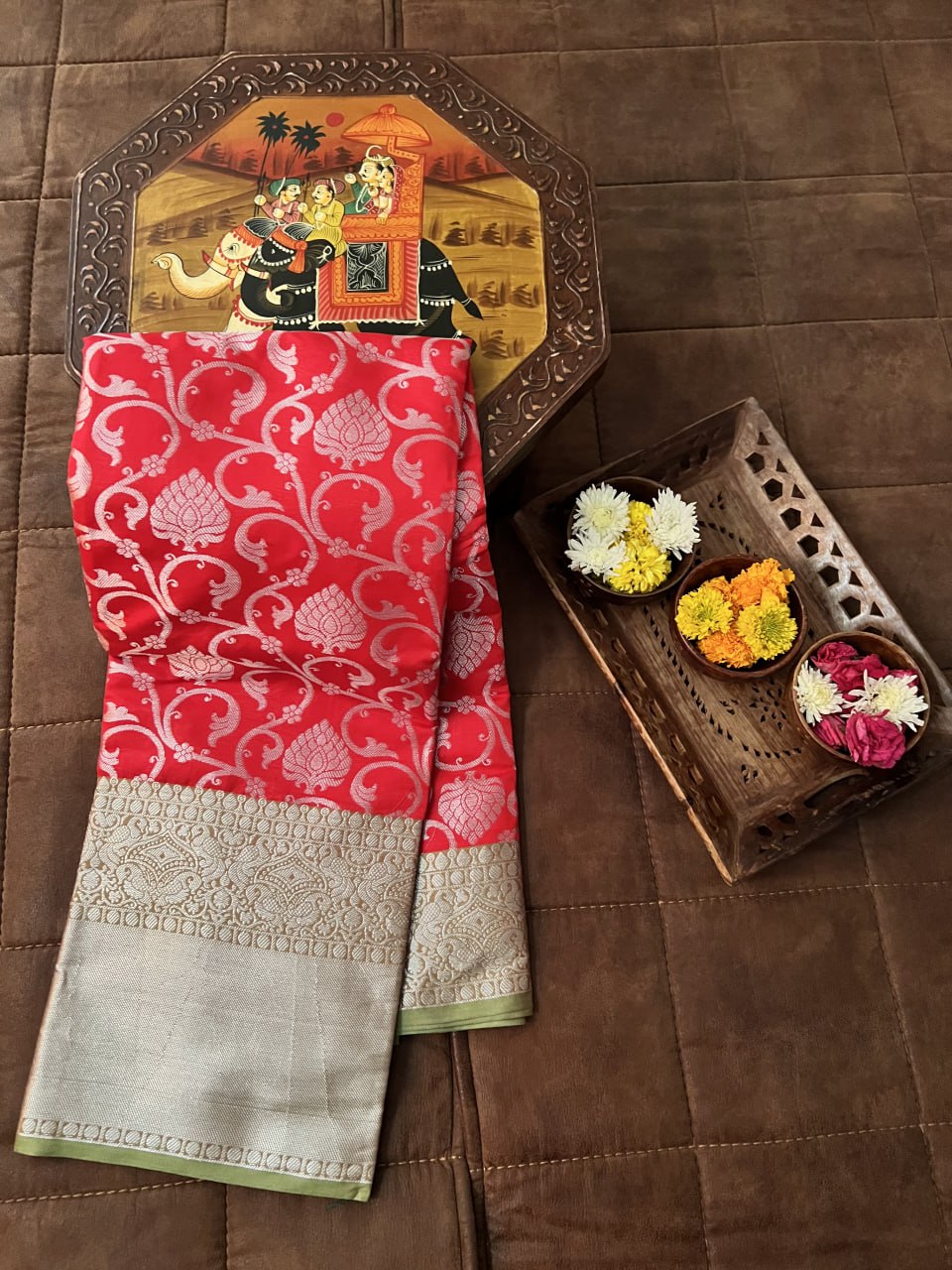 Red Classic Kanjivaram Silk Saree with Zari Weaving