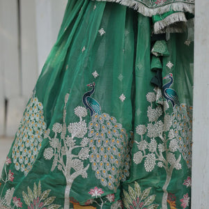 Green Elegant Gold Coin Lehenga Choli with Sequins & Thread Embroidery