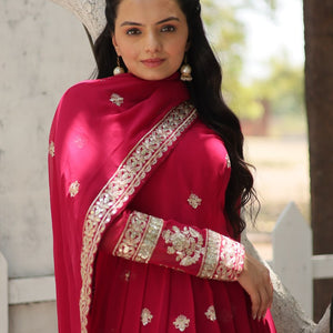 Pink Faux Blooming Gown with Sequins Embroidery and Dupatta