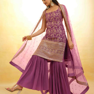 Pink Georgette Suit with Embroidery and Shantoon Bottom