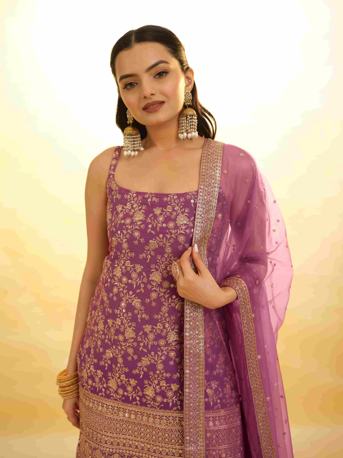 Pink Georgette Suit with Embroidery and Shantoon Bottom