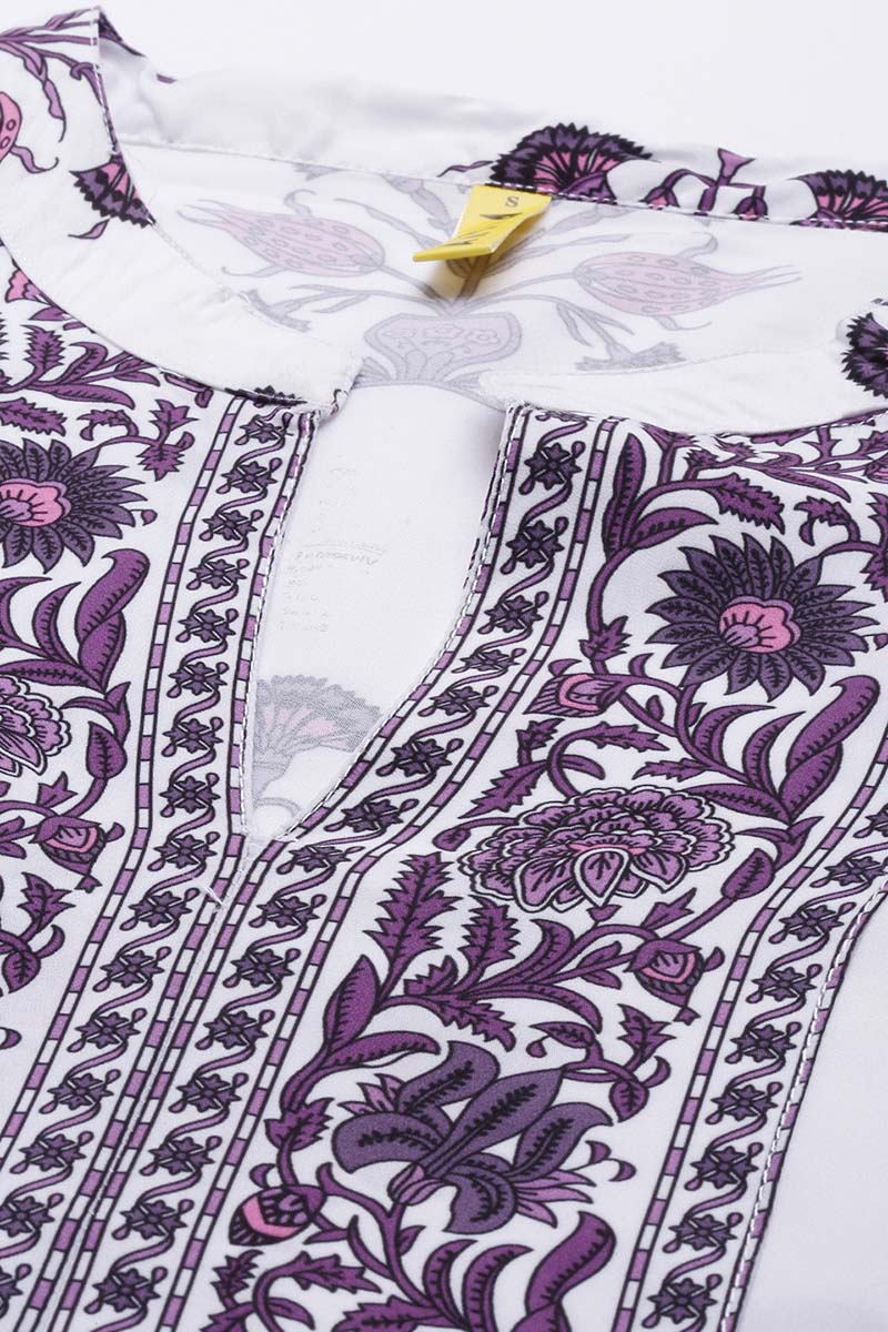 White Polyester Ethnic Motifs Straight Suit Set PKSKD1033