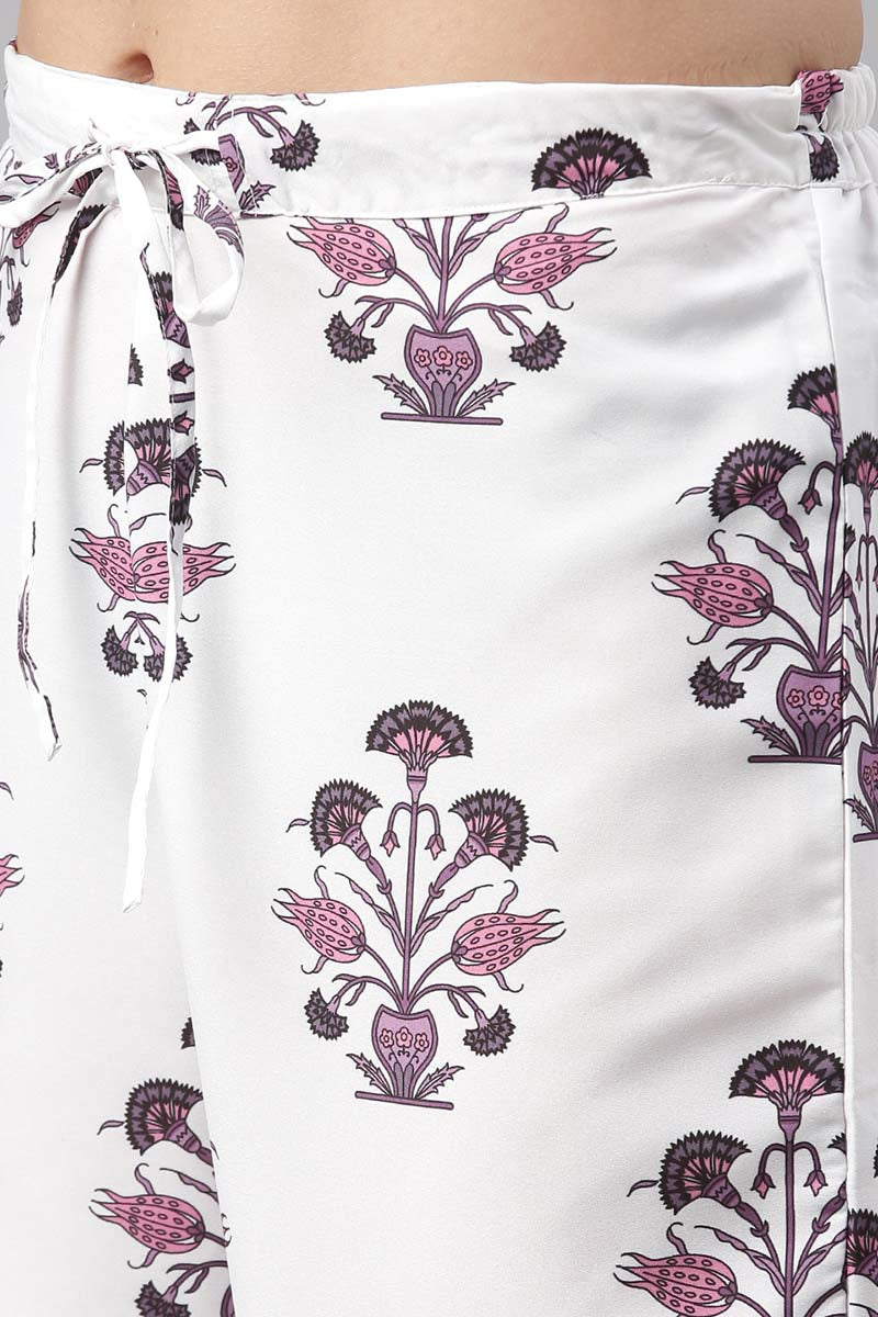 White Polyester Ethnic Motifs Straight Suit Set PKSKD1033
