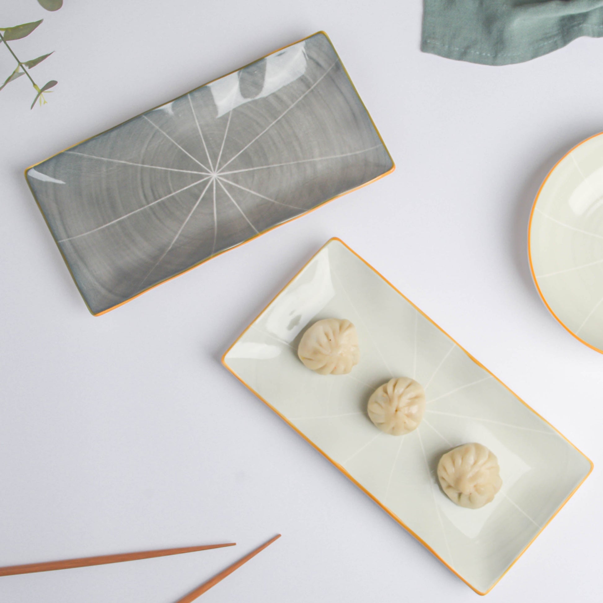 Willow Dark Grey Ceramic Long Plate 10 inch